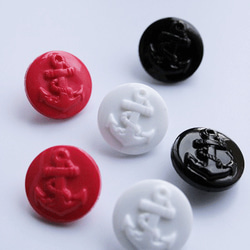 再販・立体イカリボタン3色（赤、黒、白）１5mm：6P　 1枚目の画像