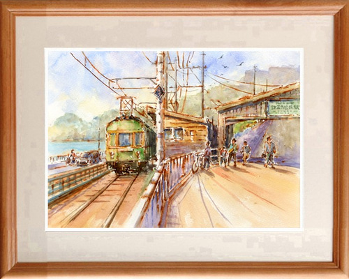 水彩画原画　江ノ電・民家の軒下を抜けて　＃672 水彩画原画 江ノ電・民家の軒下を抜けて ＃672 | iichi 日々の