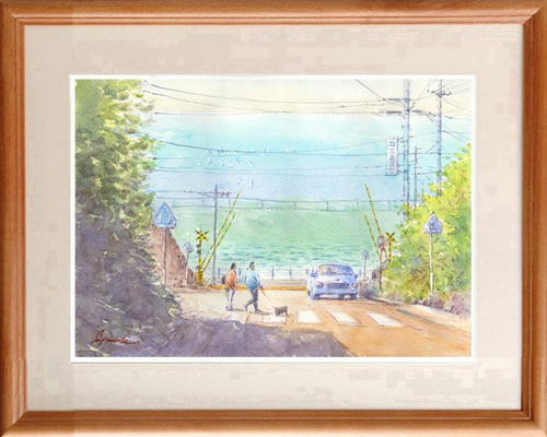 水彩画原画 夏の参道・鎌倉 ＃509