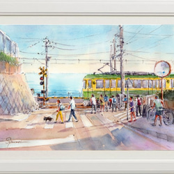 湘南・鎌倉高校前駅踏切 絵画 syoumei 通販 1343510｜Creema