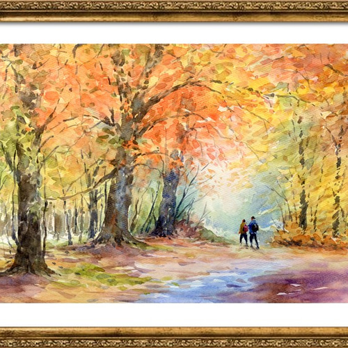注文制作します 水彩画原画 紅葉の森 #95 絵画 syoumei 通販 注文制作します 水彩画原画 紅葉の森 #95 絵画 syoumei 通販