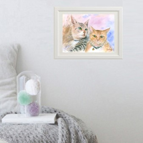 水彩画 おすまし猫 絵画 syoumei 通販 2706563｜Creema(クリーマ)