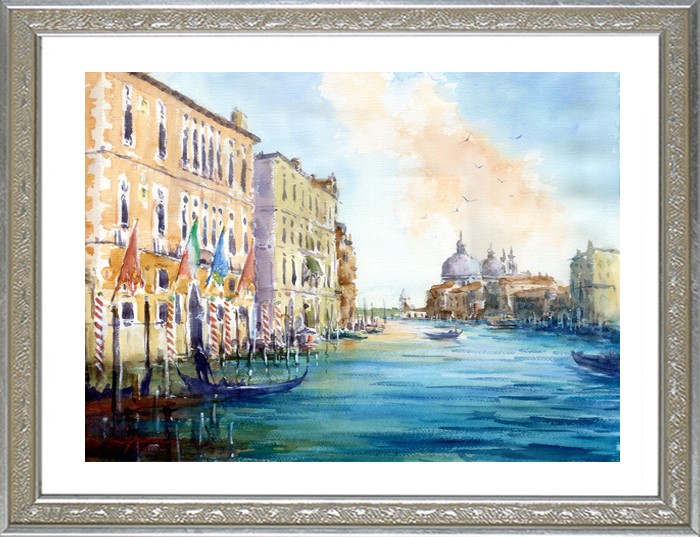 ヴェネツィア運河 絵 風景画 リトグラフ エドゥアール・ジョルジュ 絵画