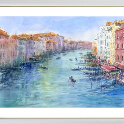 額装 イタリアで版画化☆ヨーロッパ 地中海 夕景 風景画 絵画 海