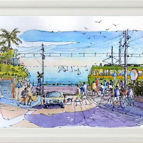 江ノ電・鎌倉高校前駅・日坂踏切11 絵画 syoumei 通販 3945113 江ノ電・鎌倉高校前駅・日坂踏切11 絵画 syoumei 通販 3945113