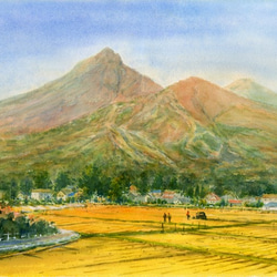 水彩画原画　秋の磐梯山 1枚目の画像