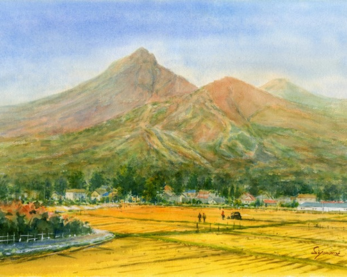 水彩画原画 秋の磐梯山 絵画 syoumei 通販 4666464｜Creema