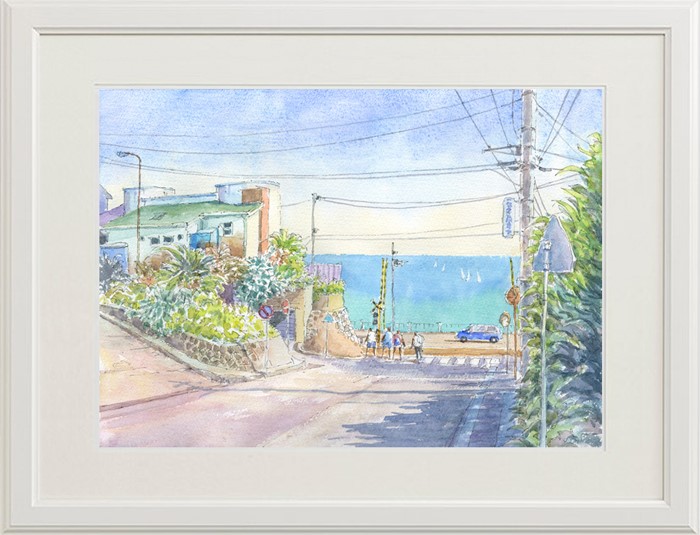 真名瀬　原画　水彩画　B5　湘南　葉山　湘南アート　水彩アート　透明水彩