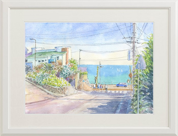 水彩画原画 湘南の海・日坂から 絵画 syoumei 通販 5182122