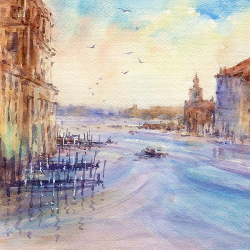 水彩画 原画 清 水彩画原画 信州風景・斑尾山と千曲川 絵画 syoumei 通販