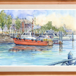 水彩画原画 横浜港・はまかぜ 絵画 syoumei 通販 5865449