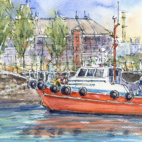 水彩画原画 横浜港・はまかぜ 絵画 syoumei 通販 5865449