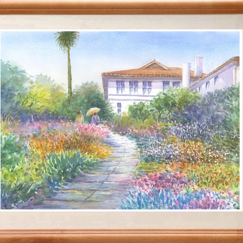 水彩画原画 庭園・港の見える丘公園 絵画 syoumei 通販 6640947