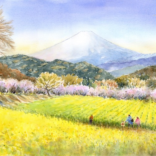 水彩画原画 富士山と春景色 2 絵画 syoumei 通販 7197258 水彩画原画 富士山と春景色 2 絵画 syoumei 通販 7197258