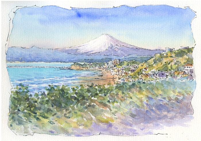 真名瀬　原画　水彩画　B5　湘南　葉山　湘南アート　水彩アート　透明水彩