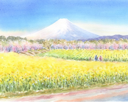 注文絵画 富士山と春景色 絵画 syoumei 通販 8834460｜Creema