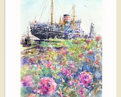 バラと氷川丸 絵画 syoumei 通販 893740｜Creema(クリーマ)