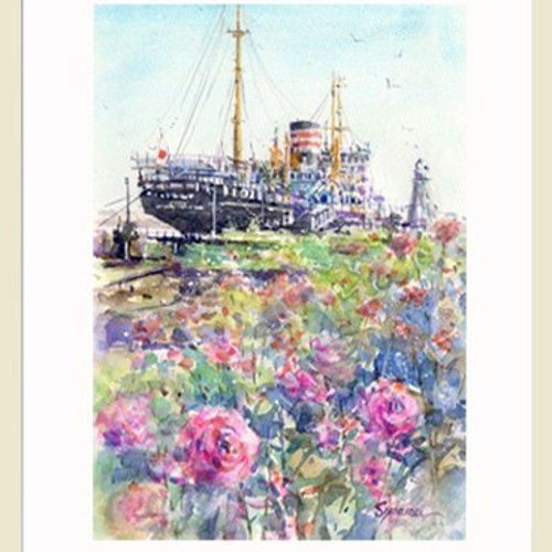 バラと氷川丸 絵画 syoumei 通販 893740｜Creema(クリーマ)