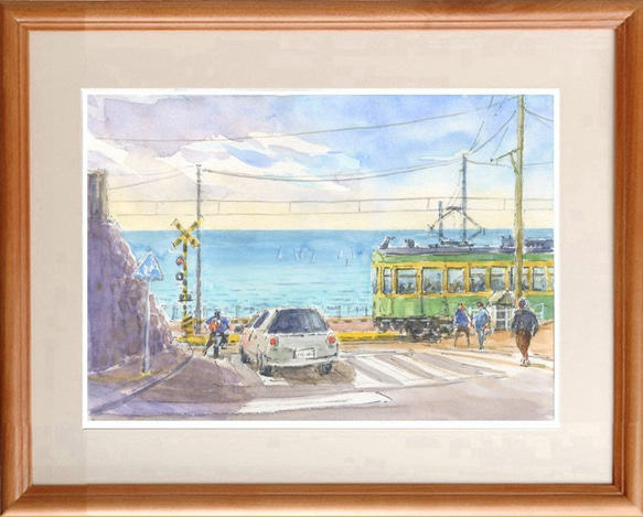 雪原の朝焼け02」透明水彩画 原画 風景画 額縁付 F4サイズ 絵画