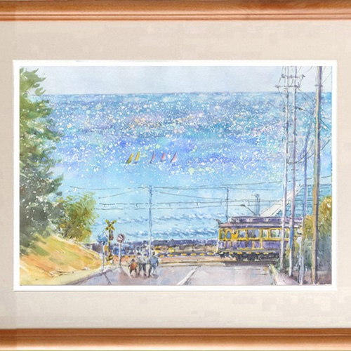水彩画原画 光る海・七里ヶ浜 絵画 syoumei 通販 8995124