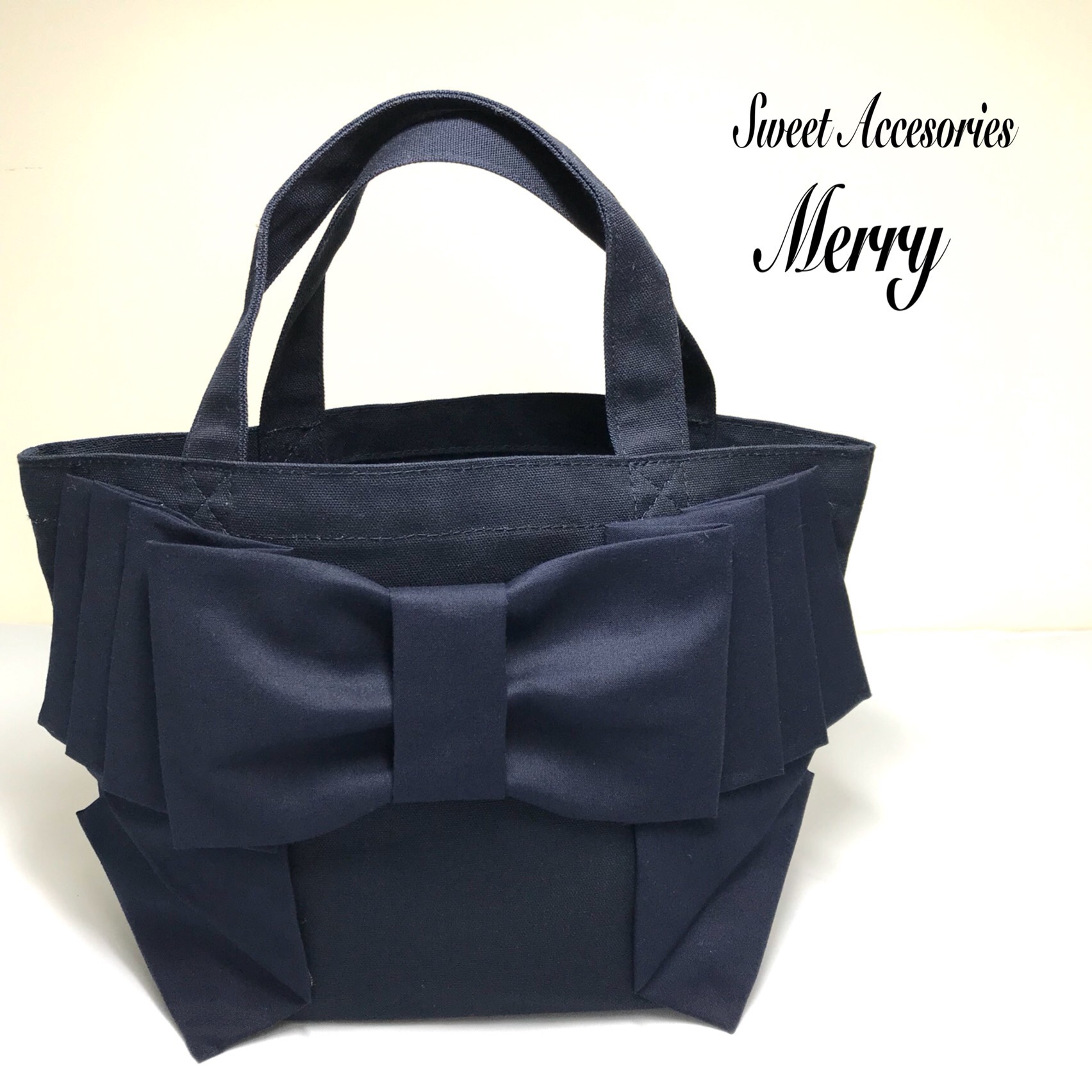 MUGUET ミュゲ 星柄 リボンバック ネイビー スター トートバッグ 羨ましい 