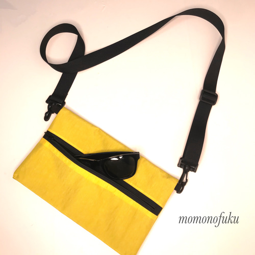 撥水(撥水)ナイロン ショルダーバッグ サコッシュ イエロー ショルダー  