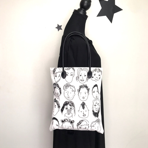 沢山入る☆顔柄トートバッグ 肩掛け ショルダーバッグ ミーヤン 通販