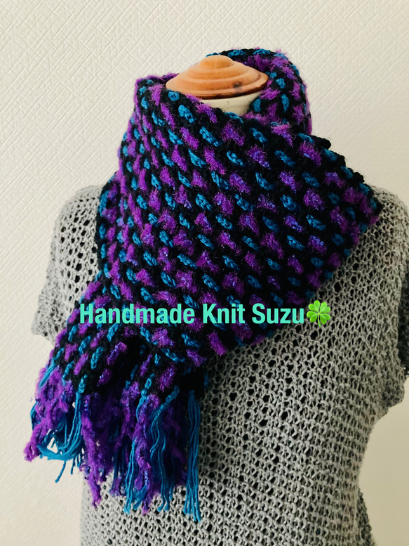 手編みマフラー】 グレー ハンドメイド 約172cmの通販 by モニタ