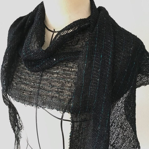 スパンコール付黒ストール ストール Handmade Knit Suzu 通販