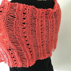 笑顔増えるピンクの手編みストール(S14) 3枚目の画像