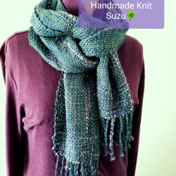 ボーイッシュ！手編み縦ストライプマフラー（W14） マフラー Handmade