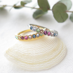 アミュレット】スワロフスキーの七色＊彩り＊ハーフエタニティリング