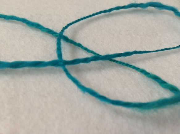 麻の繊維入り手紡ぎ糸（浅葱色） 2枚目の画像