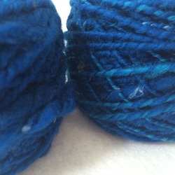 麻の繊維入り手紡ぎ糸（青） 4枚目の画像