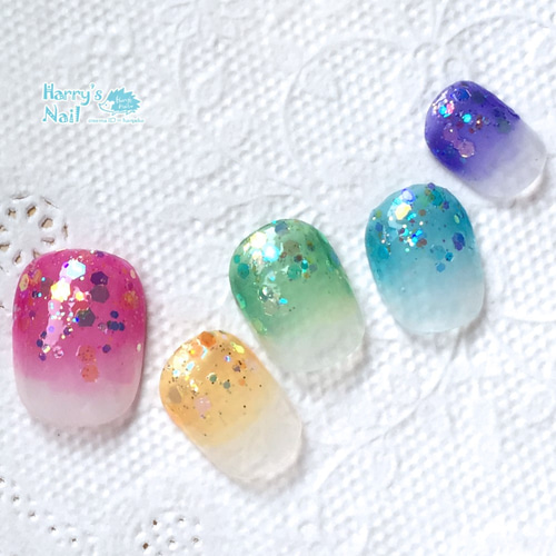 色変更・カスタマイズOK きらきらキャンディーネイル ネイルチップ  