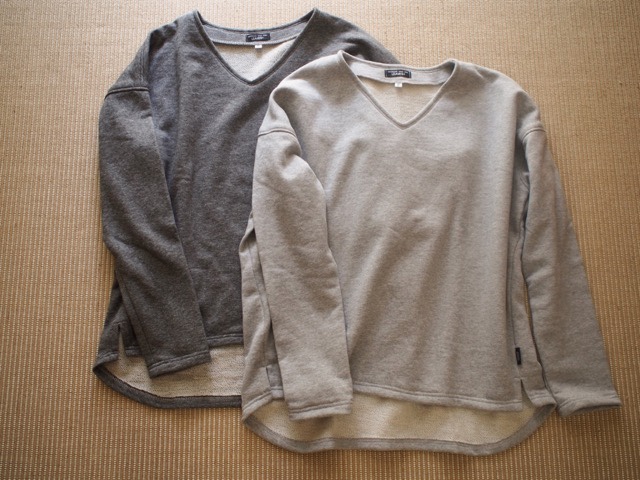 【受注制作】Vネック　シンプルスウェット・杢チャコールグレー