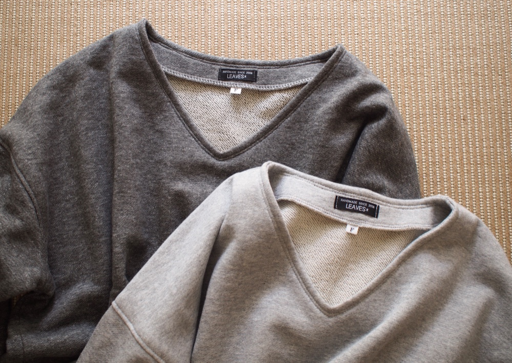 【受注制作】Vネック　シンプルスウェット・ライトグレー（杢）