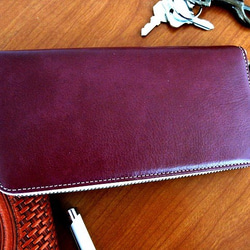 Real leather wallet/Kip leather/grape perple 第1張的照片