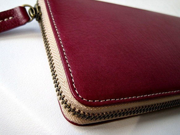 Real leather wallet/Kip leather/grape perple 第2張的照片