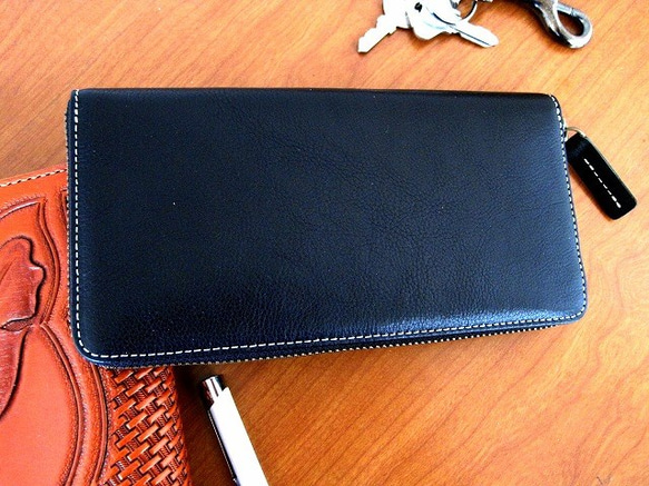 Real leather wallet/Kip leather/black 第1張的照片