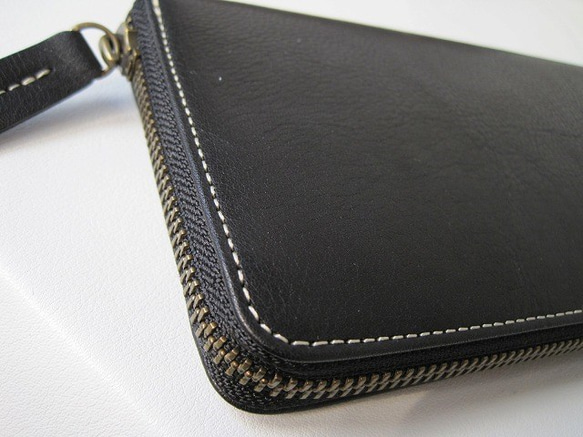 Real leather wallet/Kip leather/black 第2張的照片