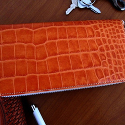 Real leather wallet/Embossing Kip leather/Crocodile pattern 第1張的照片