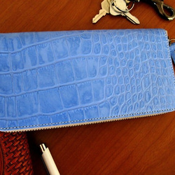 Real leather wallet/Embossing Kip leather/Crocodile pattern 第1張的照片