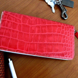 Real leather wallet/Embossing Kip Leather/Crocodile pattern 第1張的照片
