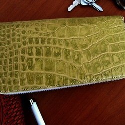 Real leather wallet/Embossing Kip leather/Crocodile pattern 第1張的照片