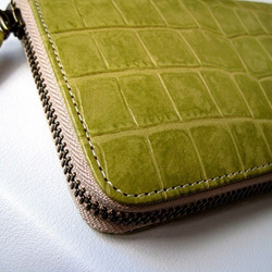 Real leather wallet/Embossing Kip leather/Crocodile pattern 第2張的照片