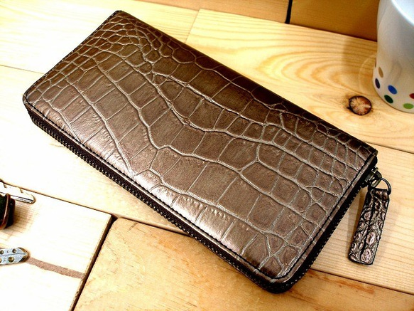 Real leather wallet/Embossing Leather/Crocodile pattern 第1張的照片