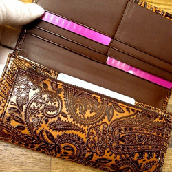 Real leather wallet/Embossing Steer leather/Paisley pattern 第2張的照片