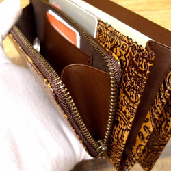 Real leather wallet/Embossing Steer leather/Paisley pattern 第6張的照片