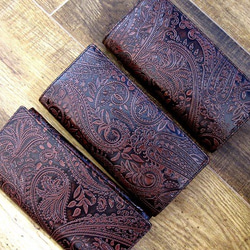 Real leather wallet/Embossing Steer leather/Paisley pattern 第7張的照片